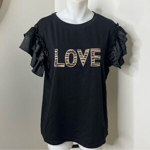 Twelve by Ontwelfth LOVE Ruffle Sleeve Tshirt XL